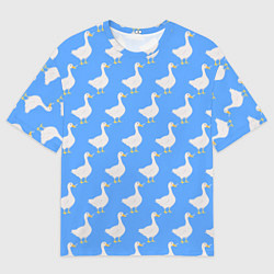 Мужская футболка оверсайз Домашний гусь вооружен ножом