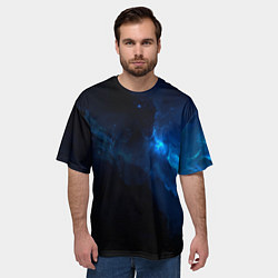 Футболка оверсайз мужская Чёрный и синий космос, цвет: 3D-принт — фото 2