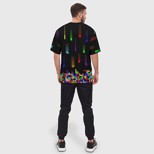 Мужская футболка оверсайз Falling blocks tetris / 3D-принт – фото 4