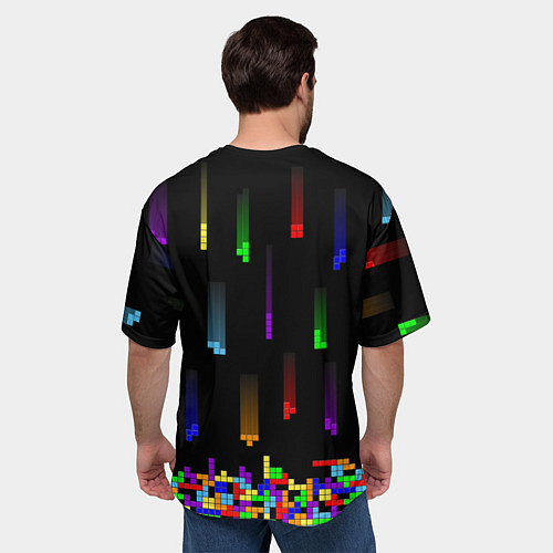 Мужская футболка оверсайз Falling blocks tetris / 3D-принт – фото 4