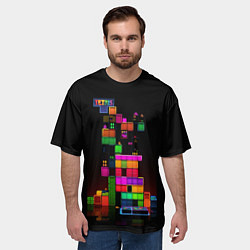 Футболка оверсайз мужская Яркий тетрис, цвет: 3D-принт — фото 2