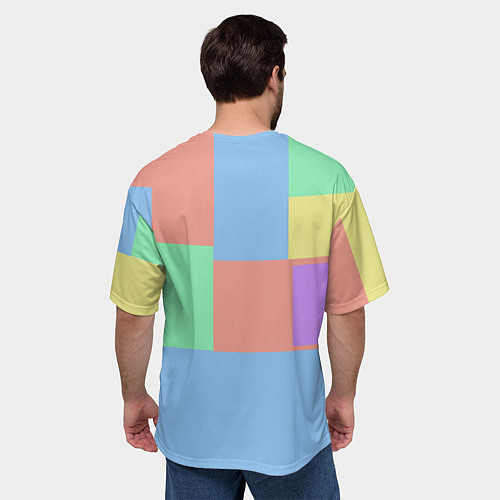 Мужская футболка оверсайз Разноцветные квадраты и прямоугольники / 3D-принт – фото 4