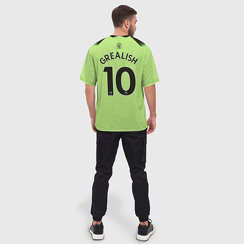 Мужская футболка оверсайз Джек Грилиш Манчестер Сити форма 2223 третья / 3D-принт – фото 4