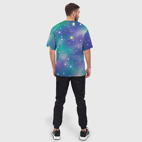 Мужская футболка оверсайз Космическое сияние волшебное / 3D-принт – фото 4