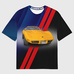 Мужская футболка оверсайз Классический спорткар Chevrolet Corvette Stingray