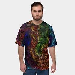 Футболка оверсайз мужская Разноцветные английские буквы, цвет: 3D-принт — фото 2