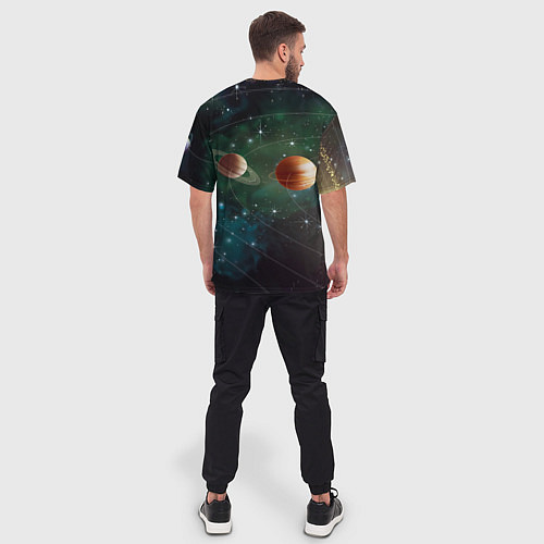 Мужская футболка оверсайз Планетная система / 3D-принт – фото 4