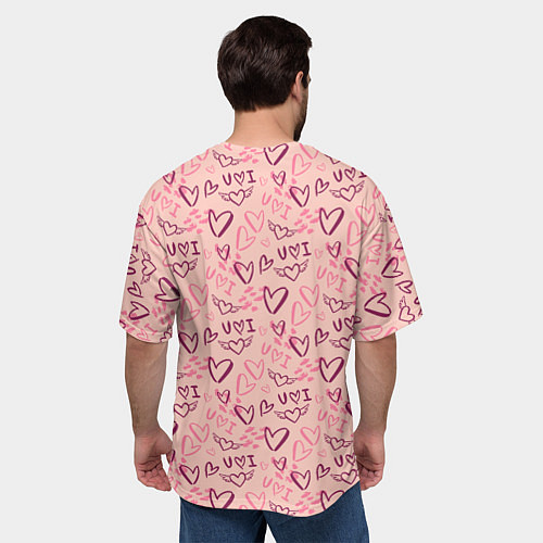 Мужская футболка оверсайз I love you паттерн / 3D-принт – фото 4