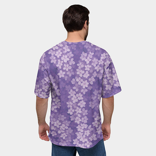Мужская футболка оверсайз Цветы сирени / 3D-принт – фото 4