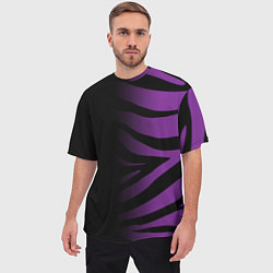 Футболка оверсайз мужская Фиолетовый с черными полосками зебры, цвет: 3D-принт — фото 2