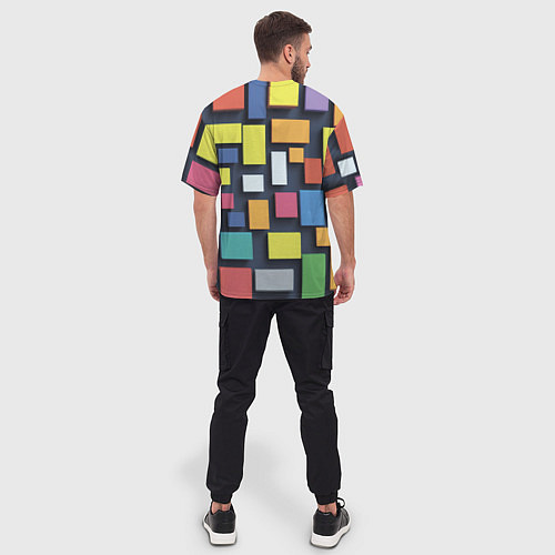 Мужская футболка оверсайз Тетрис цветные кубики / 3D-принт – фото 4