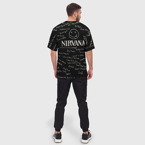 Мужская футболка оверсайз Nirvana pattern / 3D-принт – фото 4