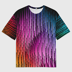 Футболка оверсайз мужская Радужные узор полосы, цвет: 3D-принт
