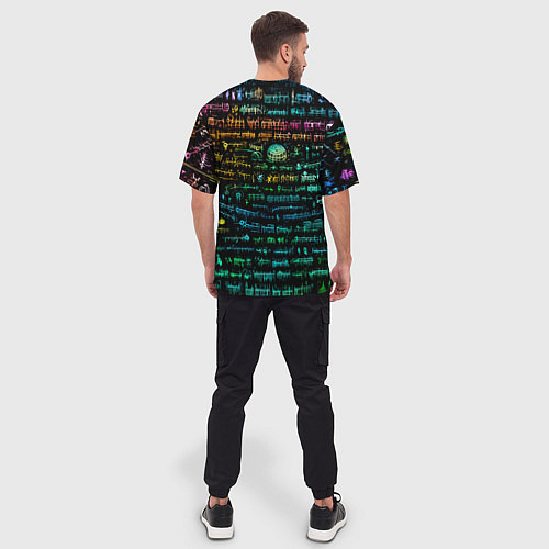 Мужская футболка оверсайз Символы психоделика - нейронная сеть / 3D-принт – фото 4