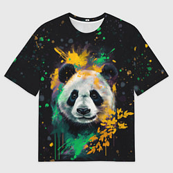 Футболка оверсайз мужская Панда в желтом и зеленом - нейронная сеть, цвет: 3D-принт