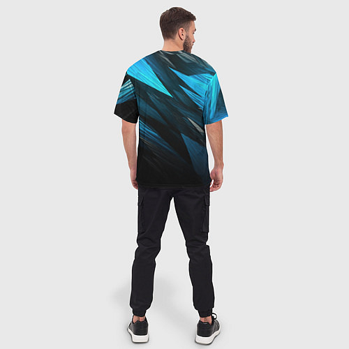 Мужская футболка оверсайз Black blue style / 3D-принт – фото 4
