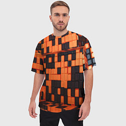 Футболка оверсайз мужская Чёрные и оранжевые кубики, цвет: 3D-принт — фото 2
