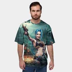 Футболка оверсайз мужская Arcane league of legends Jinx с пистолетом, цвет: 3D-принт — фото 2