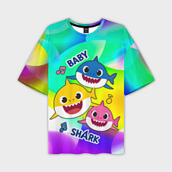 Футболка оверсайз мужская Baby Shark Brooklyn and friends, цвет: 3D-принт