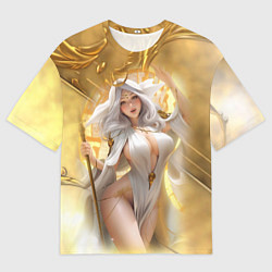 Мужская футболка оверсайз Фэнтази девушка в золоте