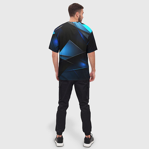 Мужская футболка оверсайз Blue black texture / 3D-принт – фото 4
