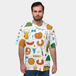 Футболка оверсайз мужская Октоберфест - цветной дудл, цвет: 3D-принт — фото 2