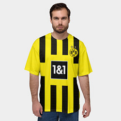 Футболка оверсайз мужская Марко Ройс Боруссия Дортмунд форма 2223 домашняя, цвет: 3D-принт — фото 2
