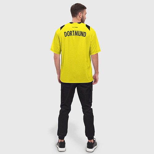 Мужская футболка оверсайз ФК Боруссия Дортмунд форма 2223 домашняя / 3D-принт – фото 4