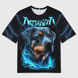 Футболка оверсайз мужская Rottweiler and lightnings, цвет: 3D-принт