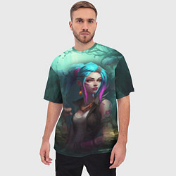 Футболка оверсайз мужская Jinx fantasy art Arcane League of Legends, цвет: 3D-принт — фото 2