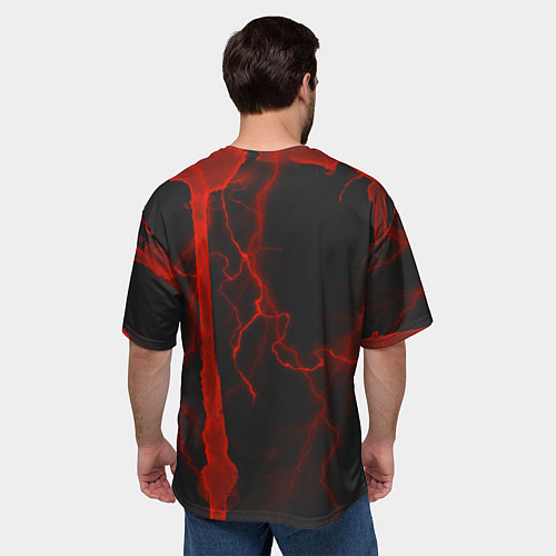 Мужская футболка оверсайз Гранж, разводы и паук / 3D-принт – фото 4