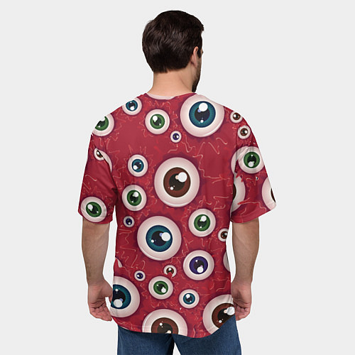 Мужская футболка оверсайз Множество жутких глаз / 3D-принт – фото 4