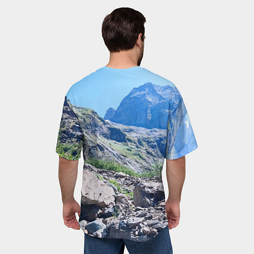 Мужская футболка оверсайз Горы России / 3D-принт – фото 4