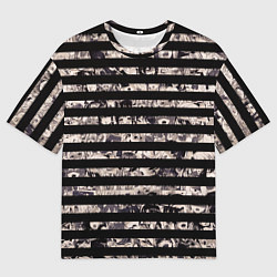 Футболка оверсайз мужская В полоску с ахегао, цвет: 3D-принт