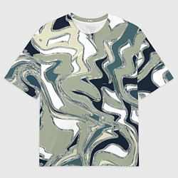 Мужская футболка оверсайз Абстракция оливковый