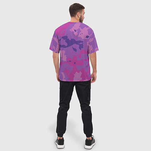 Мужская футболка оверсайз Фиолетовый камуфляж / 3D-принт – фото 4