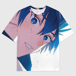 Мужская футболка оверсайз Синяя тюрьма: Блю Лок