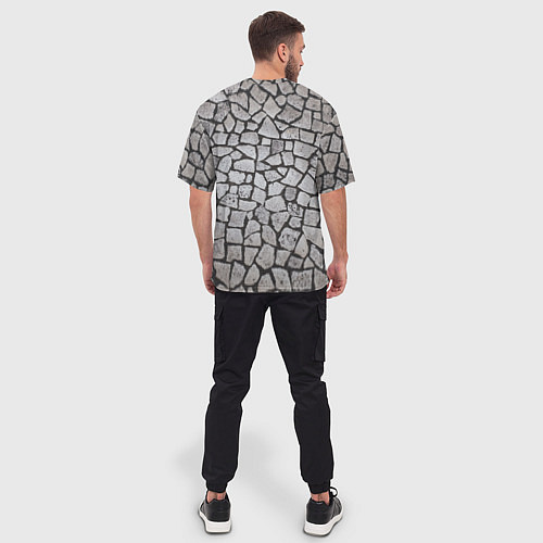 Мужская футболка оверсайз Каменный серый паттерн / 3D-принт – фото 4
