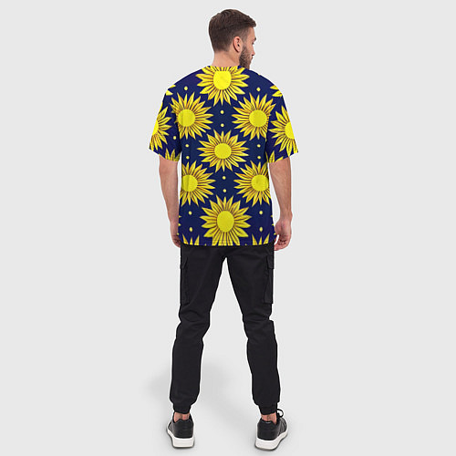 Мужская футболка оверсайз Солнечный паттерн / 3D-принт – фото 4