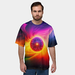 Футболка оверсайз мужская Неоновое солнце, цвет: 3D-принт — фото 2