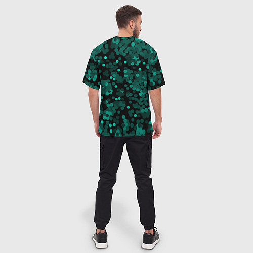 Мужская футболка оверсайз Бирюзовые с зеленым конфетти / 3D-принт – фото 4