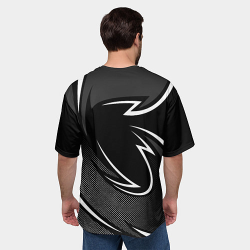 Мужская футболка оверсайз Роблокс - белая линия / 3D-принт – фото 4