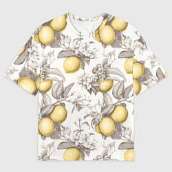 Футболка оверсайз мужская Лимоны - винтаж графика: паттерн, цвет: 3D-принт