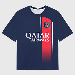 Футболка оверсайз мужская Лионель Месси форма ПСЖ 2324 домашняя, цвет: 3D-принт