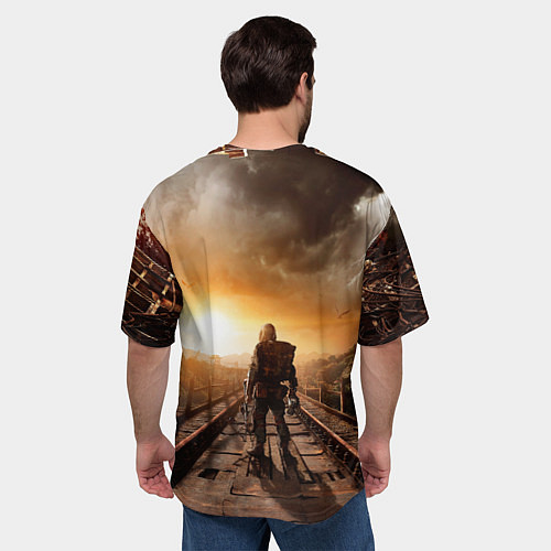 Мужская футболка оверсайз Жёлтое солнце Метро / 3D-принт – фото 4