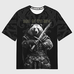 Футболка оверсайз мужская Велес медведь воин, цвет: 3D-принт