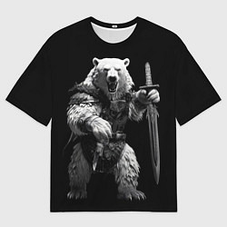 Мужская футболка оверсайз Белый медведь воин
