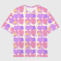 Футболка оверсайз мужская Нежные сердечки, цвет: 3D-принт