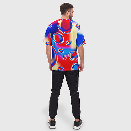 Мужская футболка оверсайз Объемные цветные пузыри / 3D-принт – фото 4