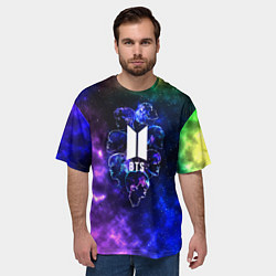 Футболка оверсайз мужская BTS в космосе, цвет: 3D-принт — фото 2